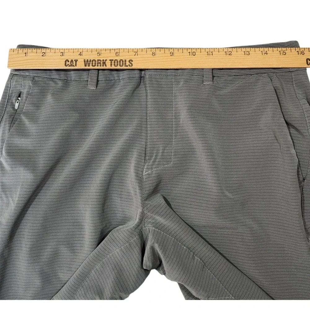 Hang Ten‎ Hybrid Board Short sz 32 Men Gray Stripe Flat Front Swim Surf Golf 11